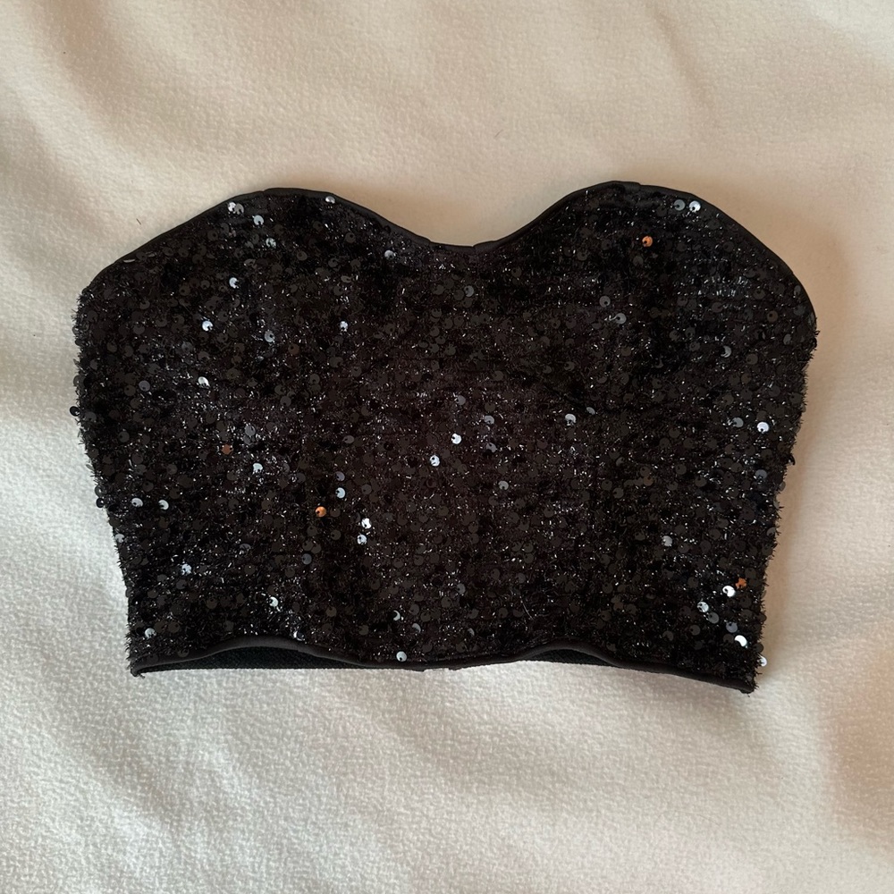 Shein sparkly strapless corset top
